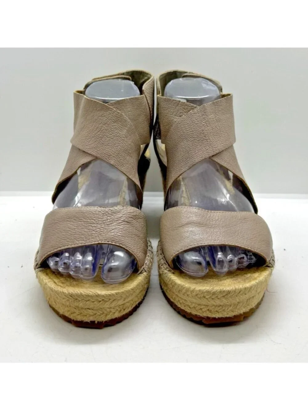 Eileen Fisher Willow Espadrille Platform Wedge Sandals Women 8.5 Tumbled Leather